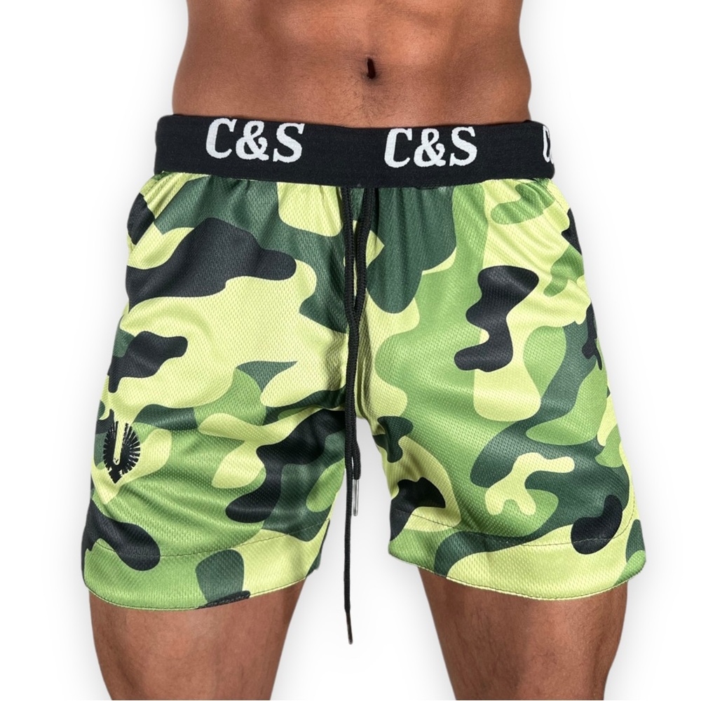 Sporty Green Camo Shorts